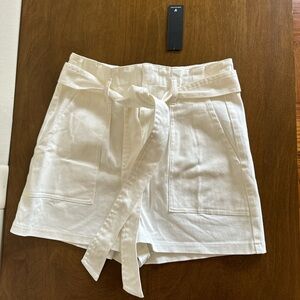 Lulu's High Waist White Shorts with Belt